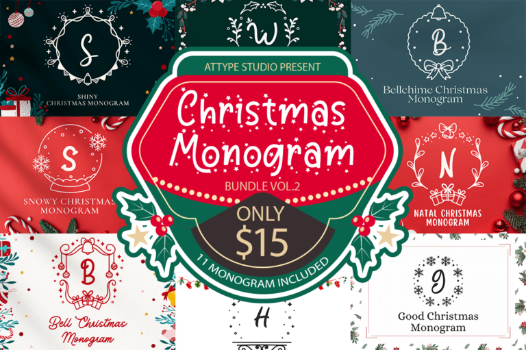 Christmas Monogram Bundle Vol 2 By Attype Studio